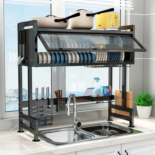 Platero Escurridor  SnapDry Tower Con tapa de acero inoxidable