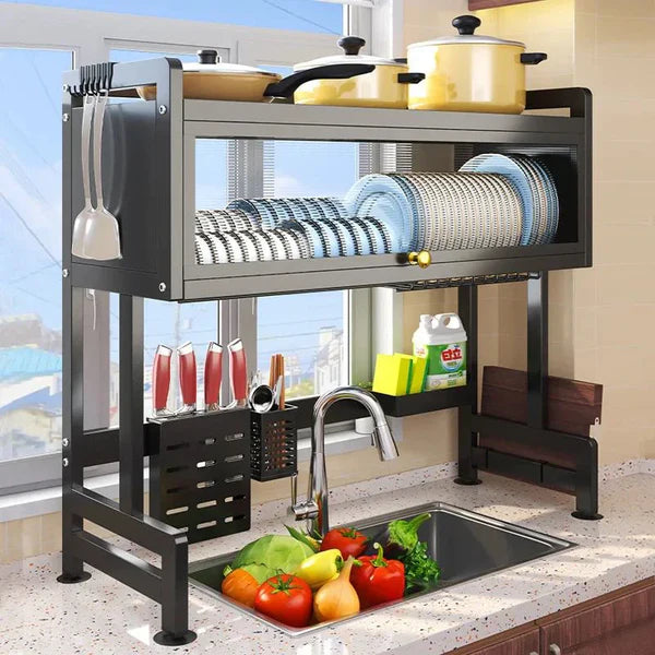 Platero Escurridor  SnapDry Tower Con tapa de acero inoxidable